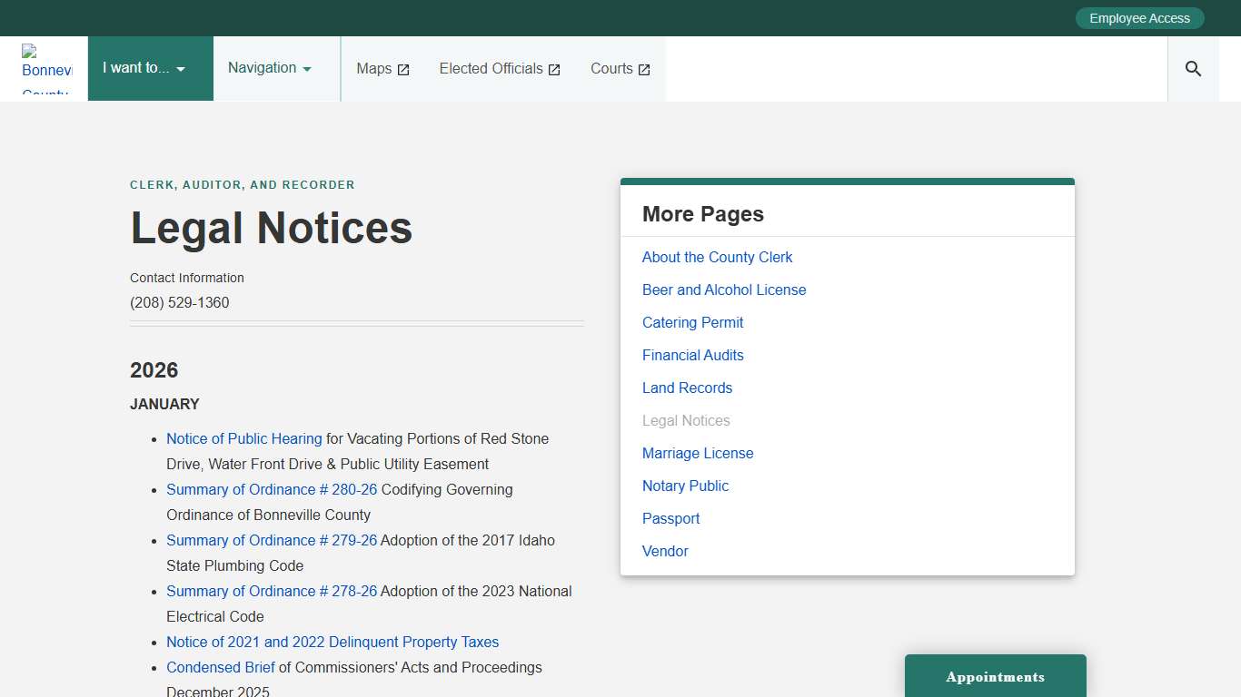Legal Notices Bonneville County